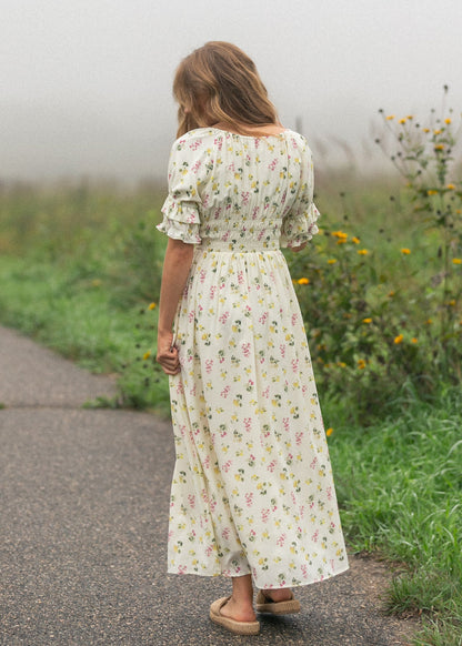 Celine Puff Sleeve Floral Maxi Dress